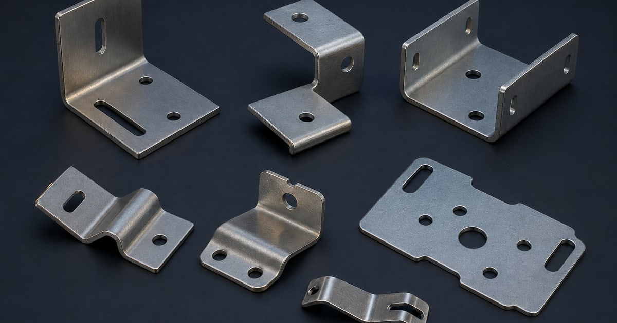 Generic formed brackets and custom sheet-metal stamping examples for industrial enclosures