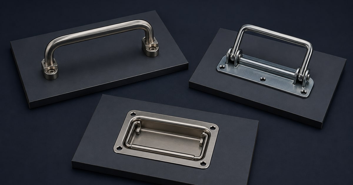 Generic pull, folding and recessed handle examples for industrial enclosures