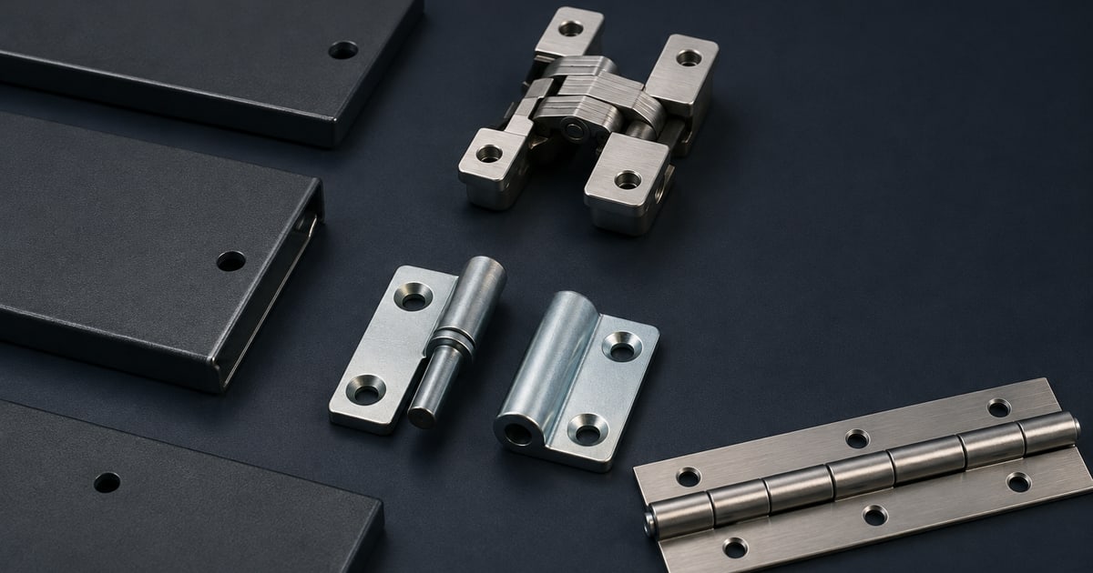 Generic concealed, lift-off and continuous hinge examples for industrial enclosures